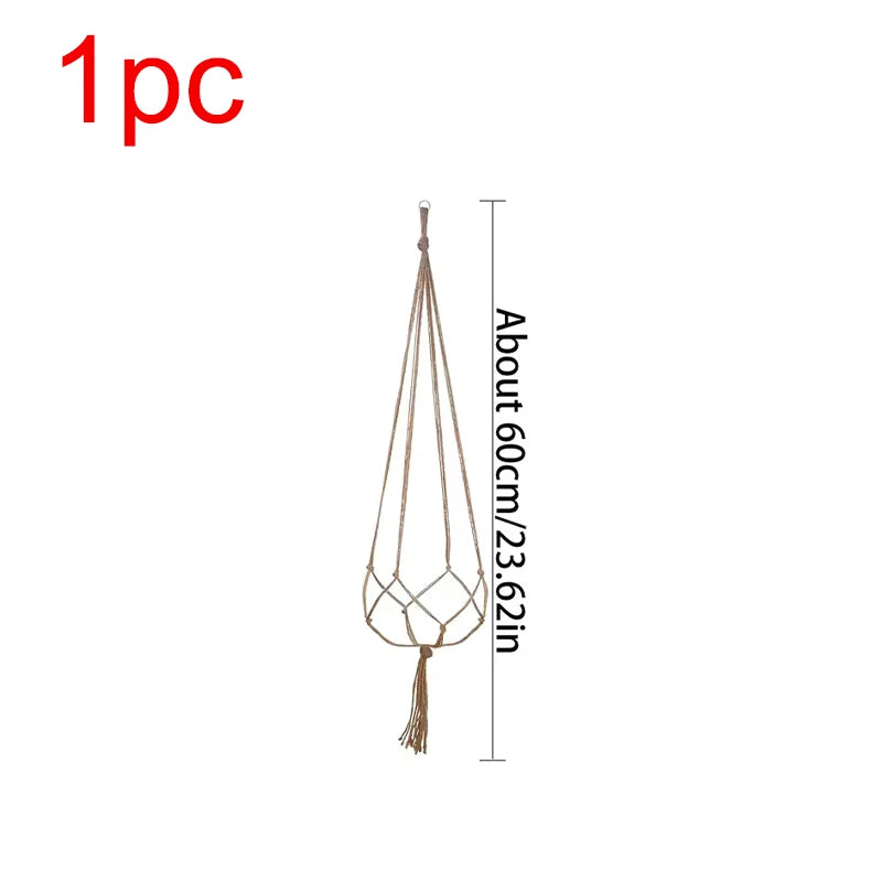 supports plante suspendue macramé boho tissé beige blanc pot fleurs chaines jardins