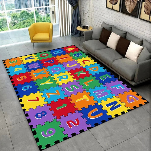 tapis puzzle éducatif alphabet abc lettres chiffres animaux chambre enfant salon décor moderne multicolore