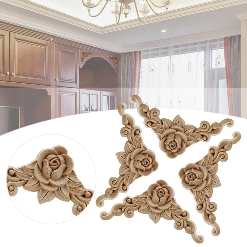 applique murale bois rose figurines baroque décorative feuilles sculptées floral