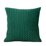 taies d'oreillers carrées polyester coton motif tissé relief modernes vert foncé gris rose pastel