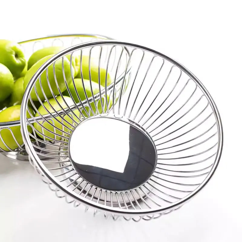 corbeille fruits argentée filetée moderne acier inoxydable respectueuse l'environnement utilisation multiple