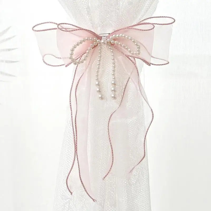 rubans décoratifs organza rose clair blanc classiques transparents 86cm
