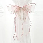 rubans décoratifs organza rose clair blanc classiques transparents 86cm