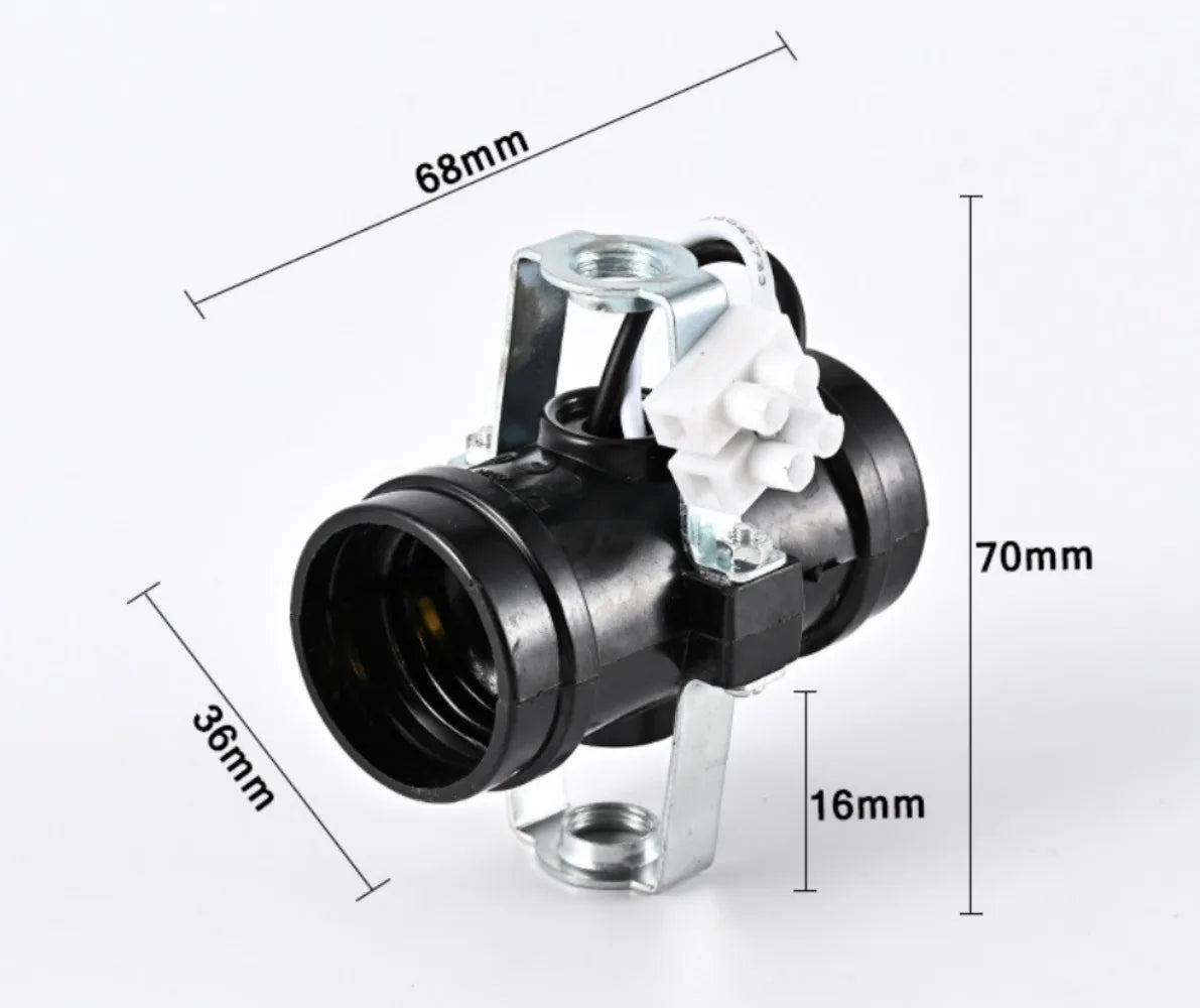 support lampe e27 noir argent fil électrique industrial têtes bases plastique métal galvanisé opaque