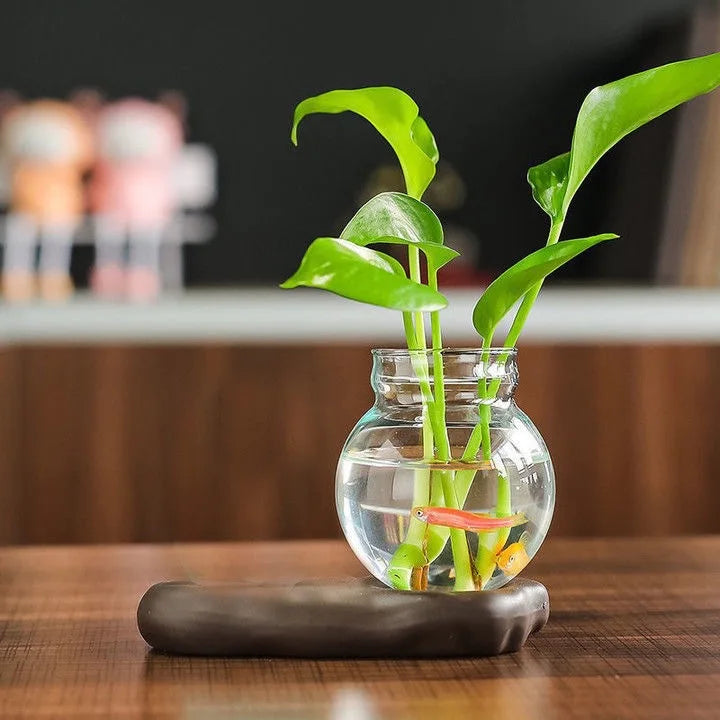 vase verre transparent plante figurine monks artisanal décoration table maison étude balcon living room