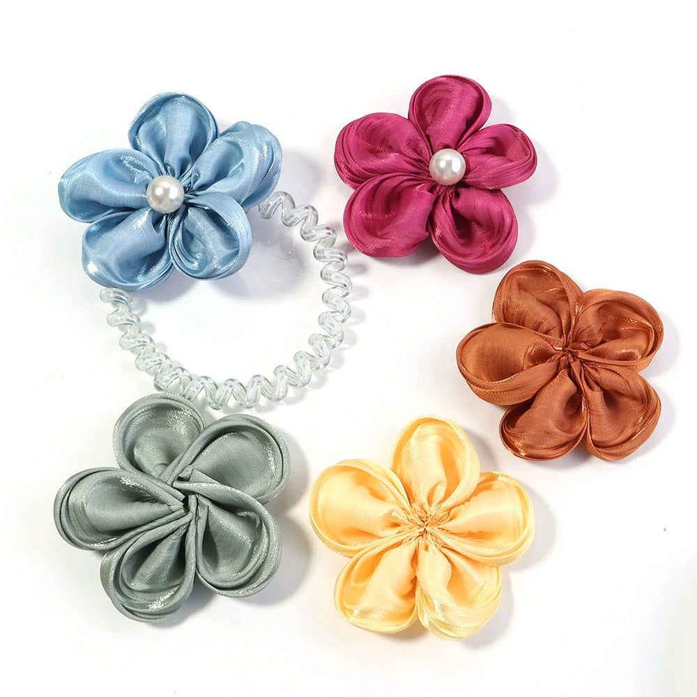 fleurs artificielles tissu satinées rose beige gris orange bleu jaune clips cheveux décoration bricolage