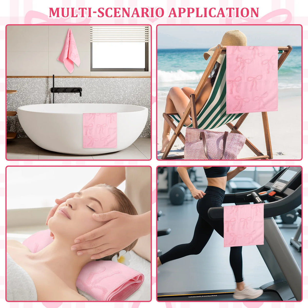 serviettes bain coton embossées rose moderne haute absorption 75x35cm set pièces