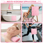 serviettes bain coton embossées rose moderne haute absorption 75x35cm set pièces
