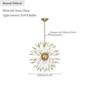 Suspension lumineuse moderne or blanc rayons transparents chambre salon étude hall led warm white
