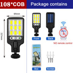lampe solaire rue noire ip65 led moderne capteur mouvement télécommande fixée mur autonomes