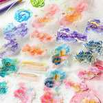 sticker floral abstrait adhésif bleu violet rose vert doré fleur étoile lune papillon
