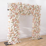 arche décorative mariage fleurs artificielles blanc rose clips chaînes extérieur classique événement anniversaire