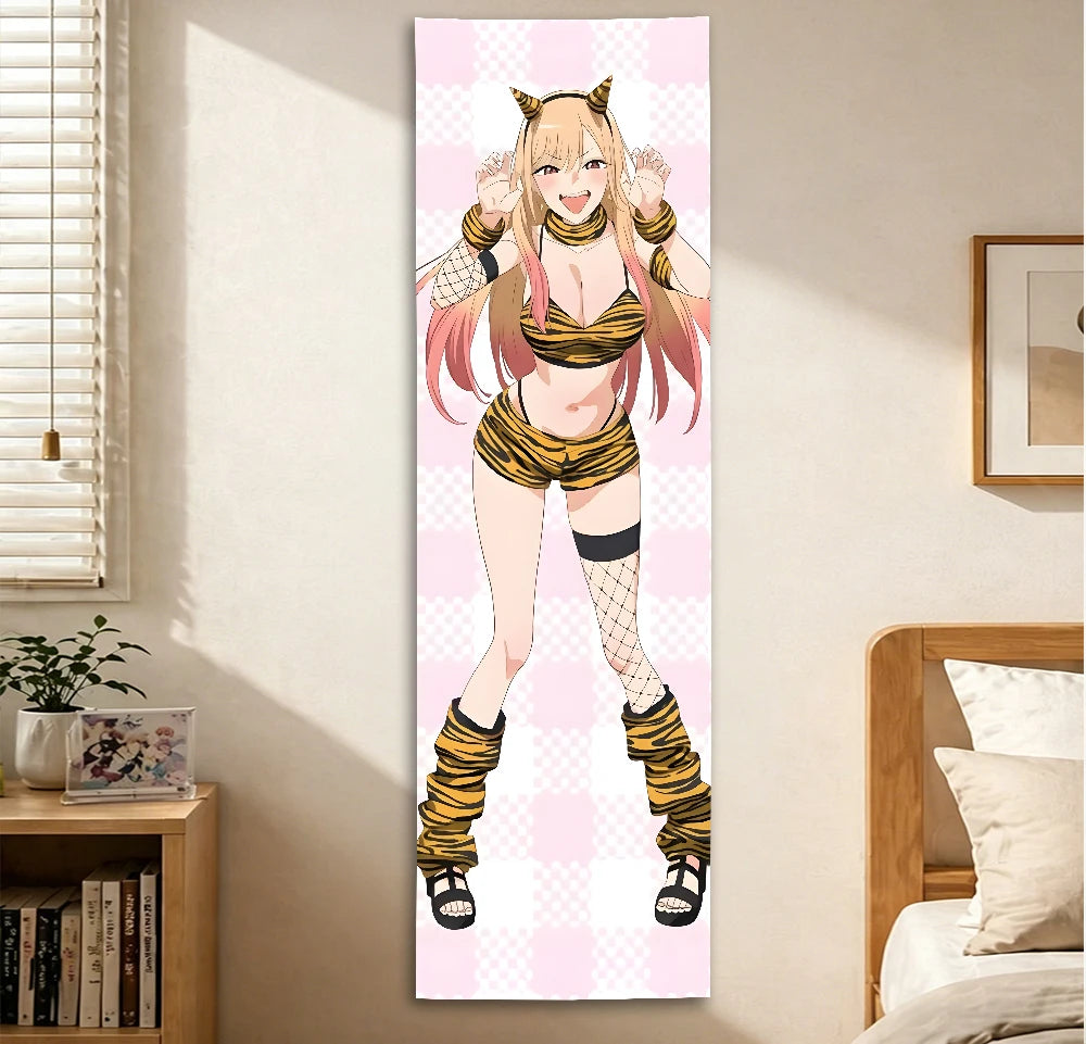tapisserie anime tigre peau carreaux rose clair beige noir 150cm 40cm