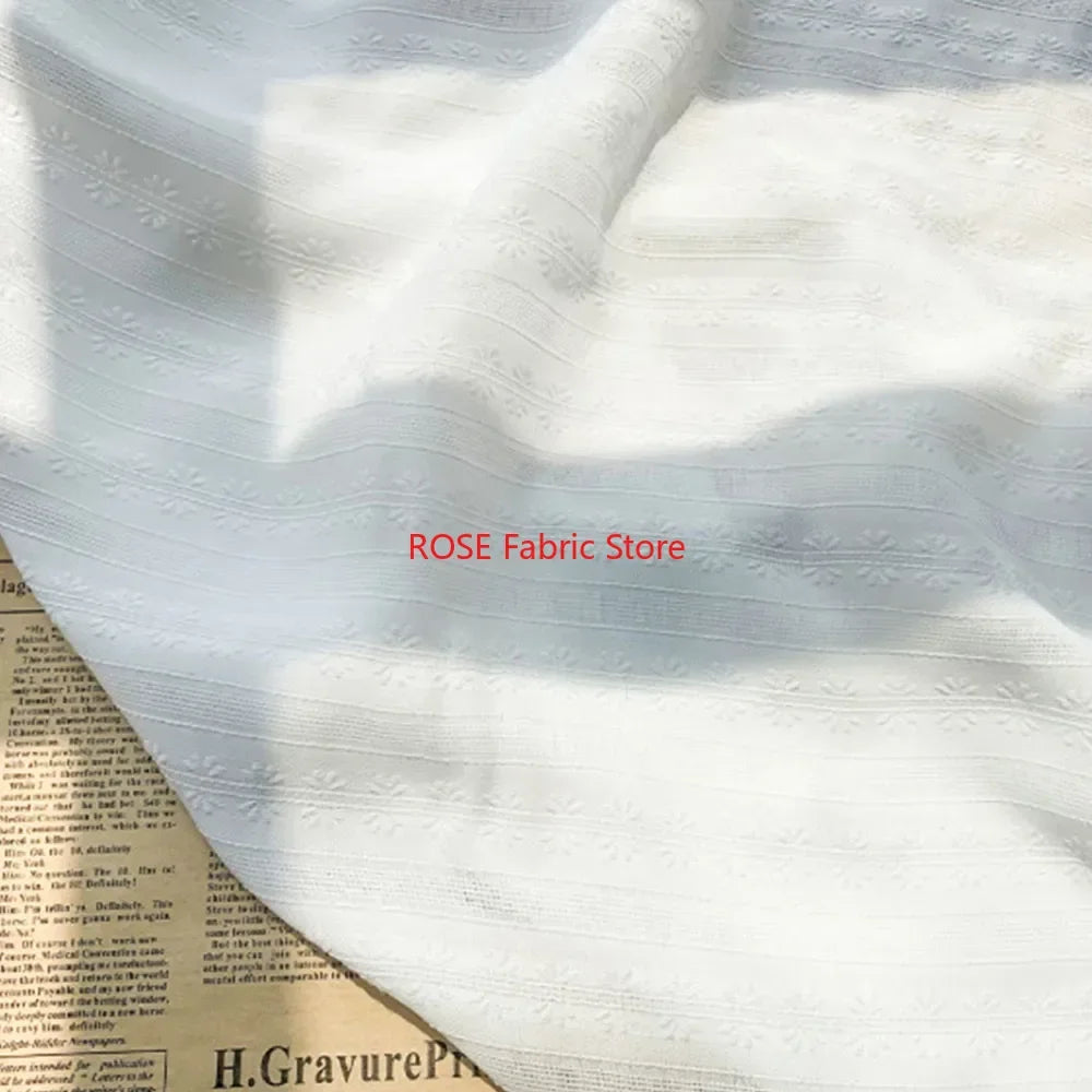 tissu jacquard rayé blanc fleurs noires vert classique opacité couture printemps robe haut chemisier