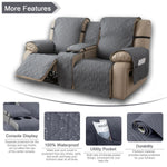 couvre siège fauteuil inclinable gris beige texture géométrique moderne bandes ajustables poche pratique
