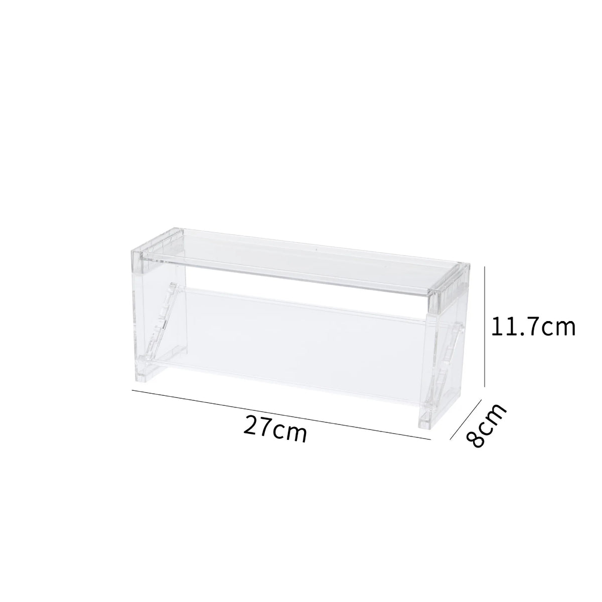organiseur cosmétique transparent étagère minimaliste palettes maquillage bouteilles vernis ongles produits beauté