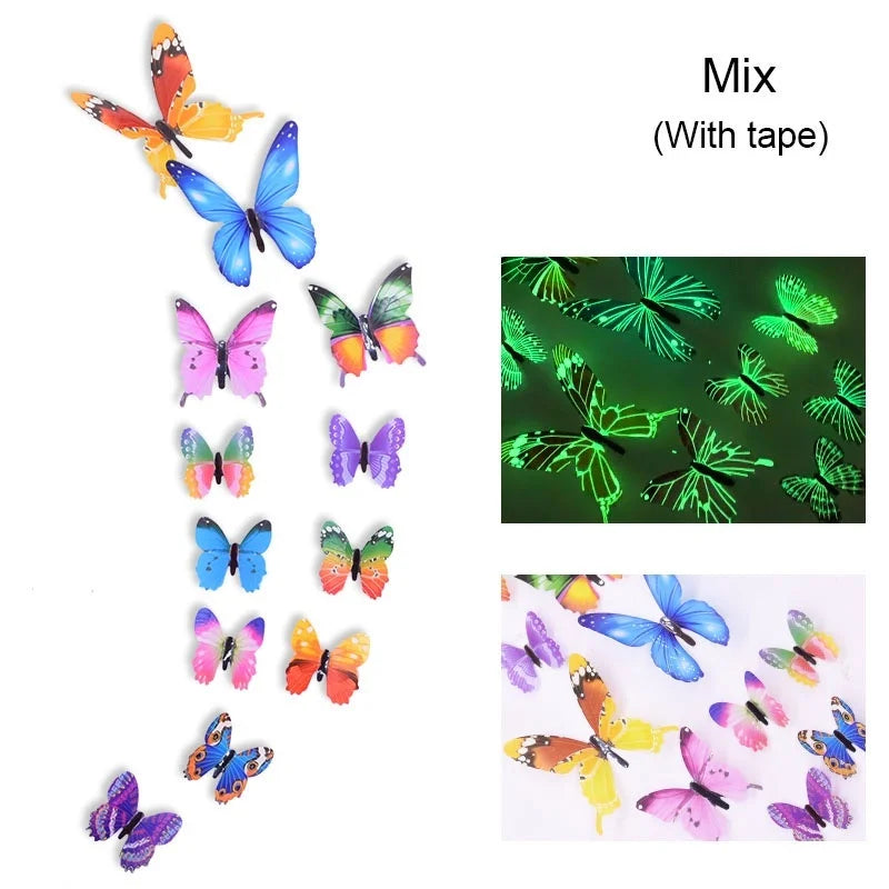 décoration murale papillons 3d adhésifs double face couleurs vives imprimé détaillé réaliste vert rose