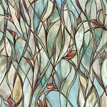 film fenêtre adhésif motif floral feuilles vertes protection uv isolation thermique facile poser