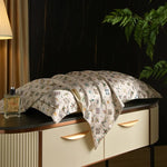 drap lit vert clair blanc motif feuilles bambou coton doux coton naturel