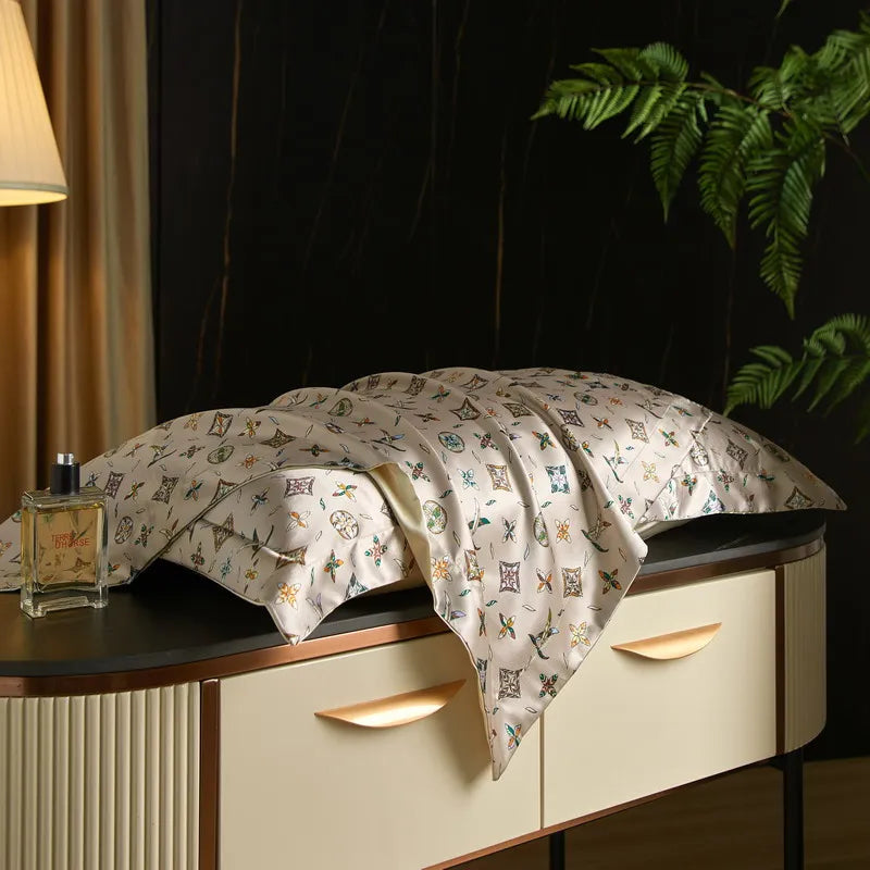 drap lit vert clair blanc motif feuilles bambou coton doux coton naturel