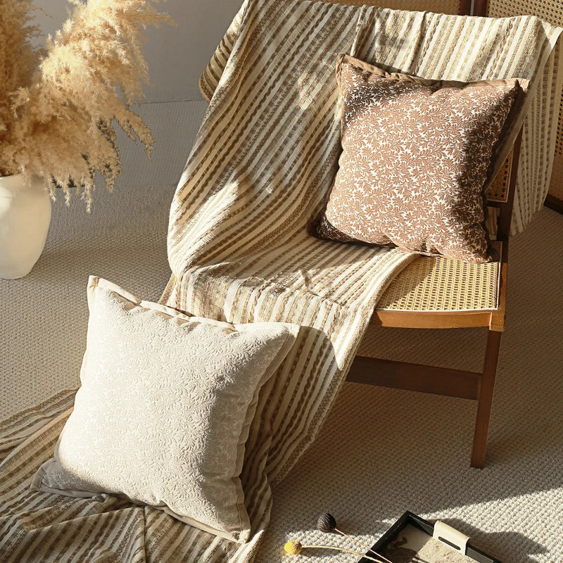 housse coussin nordique motif floral polyester élégant décoration maison voiture rectangle square Jacquard