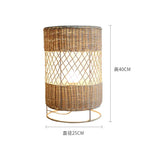 lampe sol rotin marron clair moderne rustique base métal tressée main