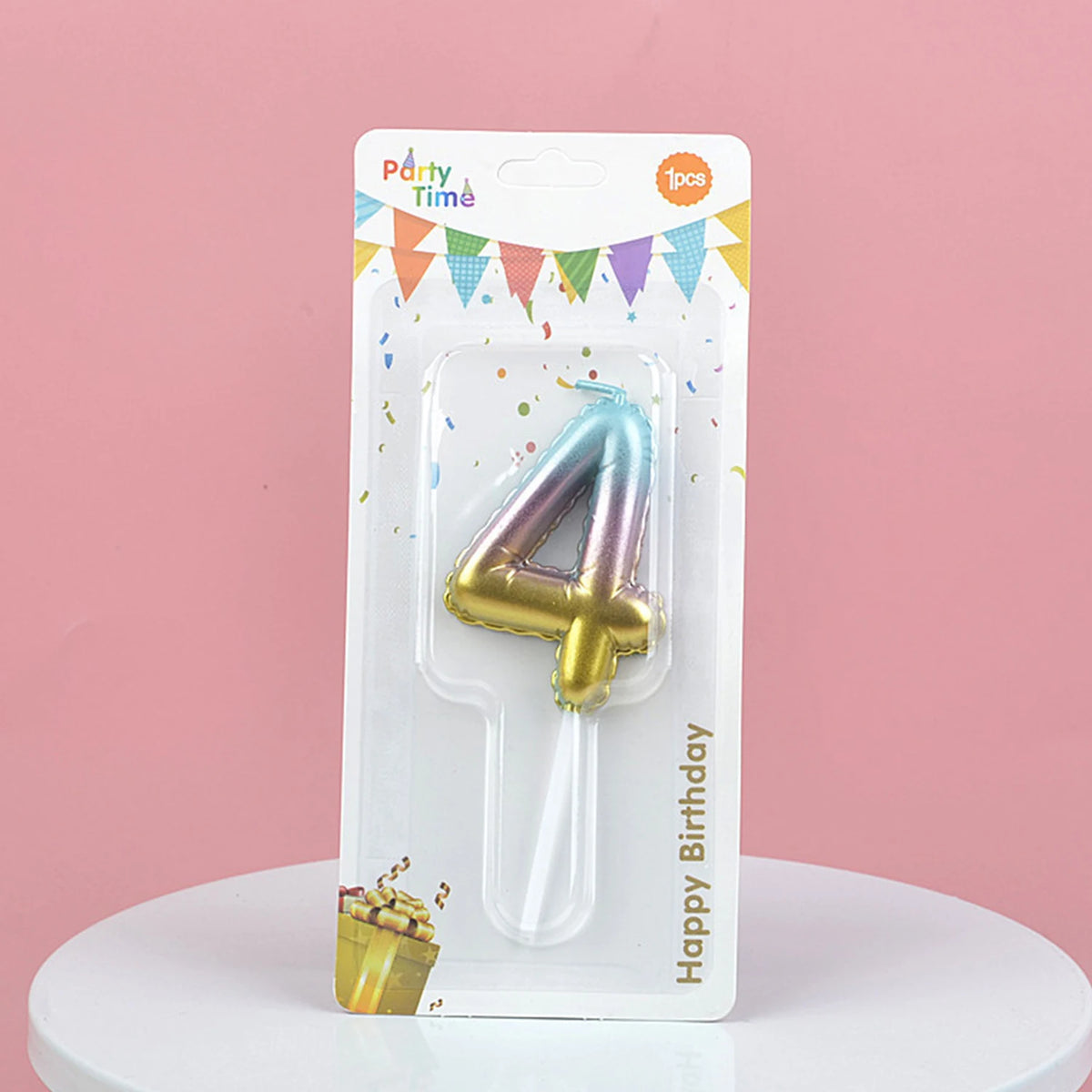bougies forme chiffre anniversaire or argent bleu rose gradient moderne festives tringle