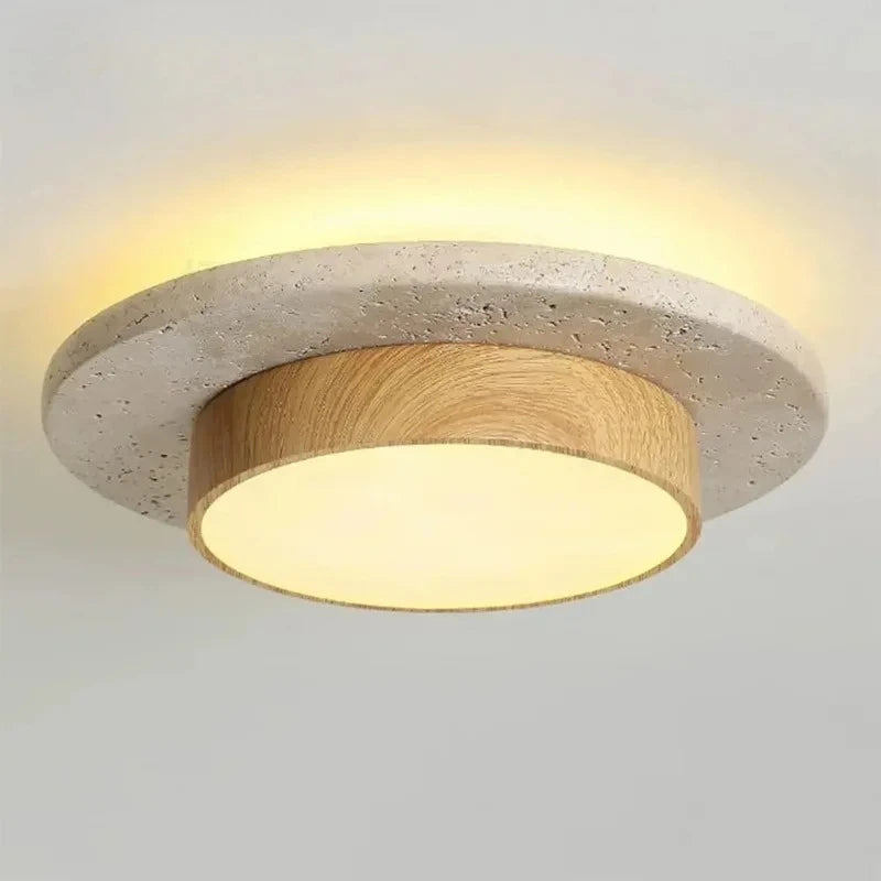 lampe moderne gris clair texture granulée bois naturel minimaliste