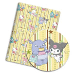 tissu coton imprimé dessins animés kawaii rose vert jaune blanc protège cahier rideau robe
