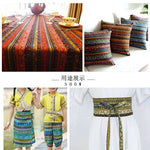 tissu coton lin motifs géométriques ethniques rouge bleu printemps automne hiver mariage fêtes traditionnel