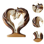 ornement décoration table chevaux forme cœur sculpture métal beige marron artistique moderne