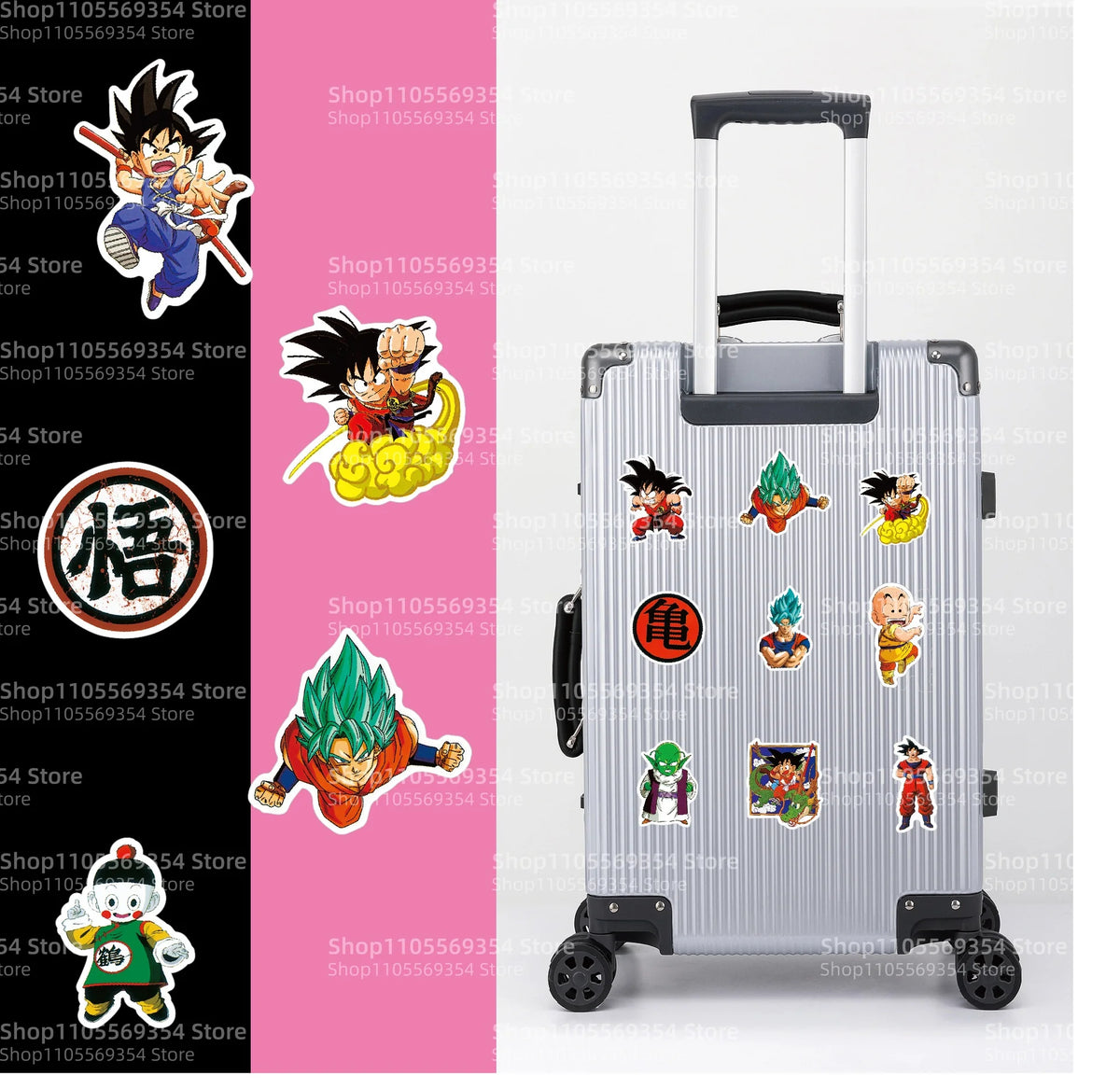 stickers dragon ball personnages occasion fete papier anime orange noir bleu blanc 100pcs
