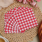serviettes papier vichy rouge blanc decoration table champetre mariage anniversaire fournitures fete noel