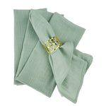 serviettes réutilisables coton vert clair blanc bleu clair vert foncé texture lin naturelle classique