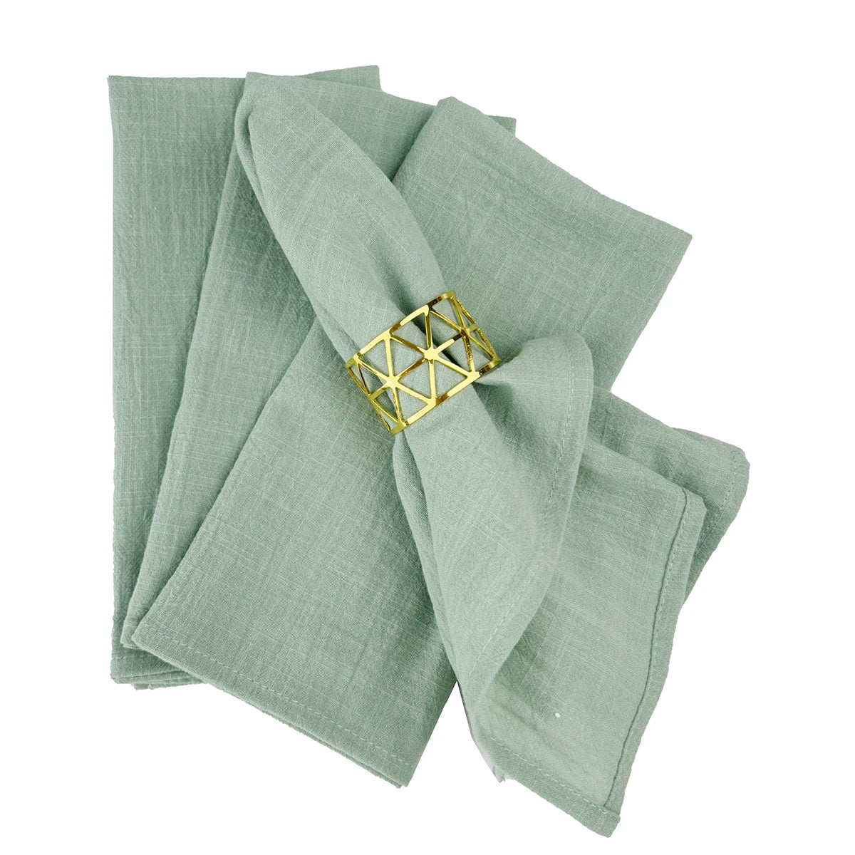 serviettes réutilisables coton vert clair blanc bleu clair vert foncé texture lin naturelle classique