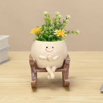 pots fleurs suspendus résine visage souriant chaise bascule balançoire tasse blanc personnaliséextérieurintérieur