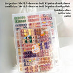 présentoir moderne faux ongles divers couleurs motifs boîtes rangement transparentes autocollants