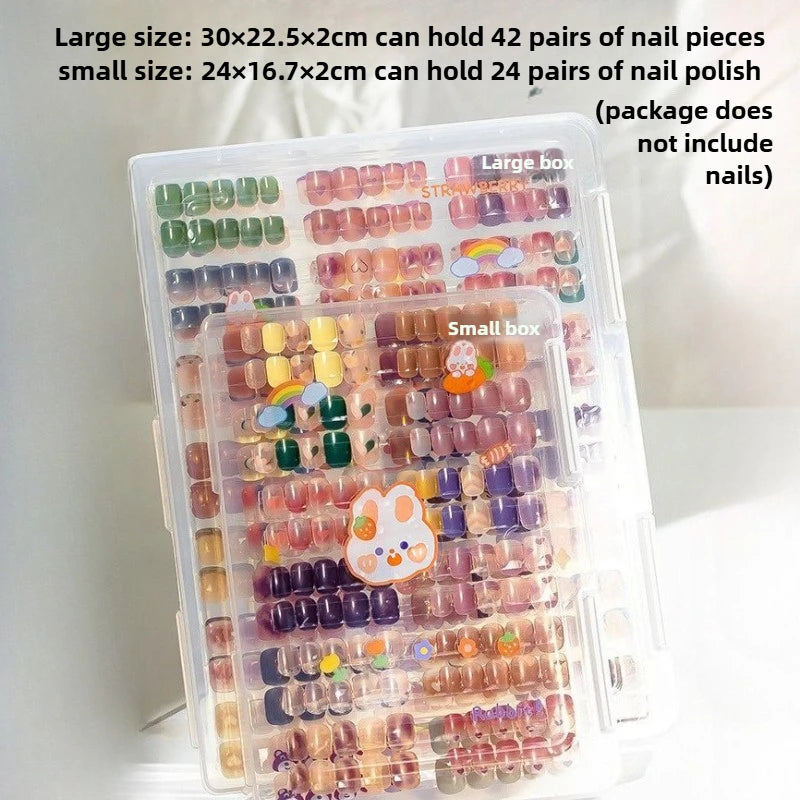 présentoir moderne faux ongles divers couleurs motifs boîtes rangement transparentes autocollants