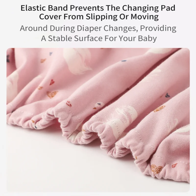 tapis changement bébé gris clair coeurs arc ciel cygnes élastiques moderne doux rose pâle