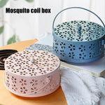 boîte bobines moustiques aromathérapie noir bleu rose pâle perforations floraux poignée métallique portable anti