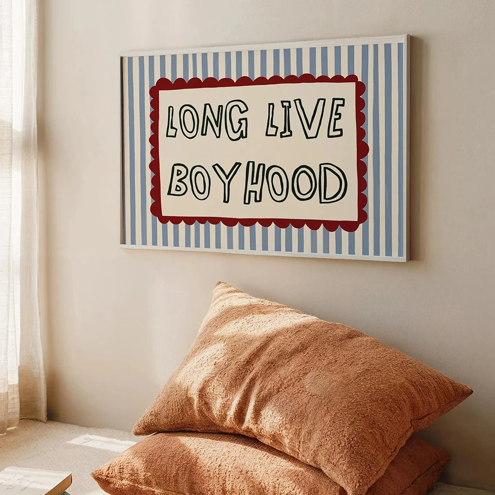 decoration murale classique moderne toile impression texte rayures horizontales chambre enfant 60x80cm
