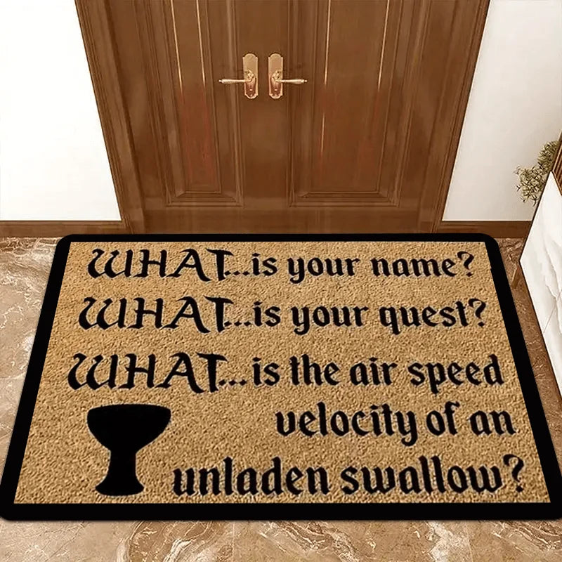 tapis d'entrée marron clair noir texte imprimé coquillage antidérapant moderne salon chambre coucher