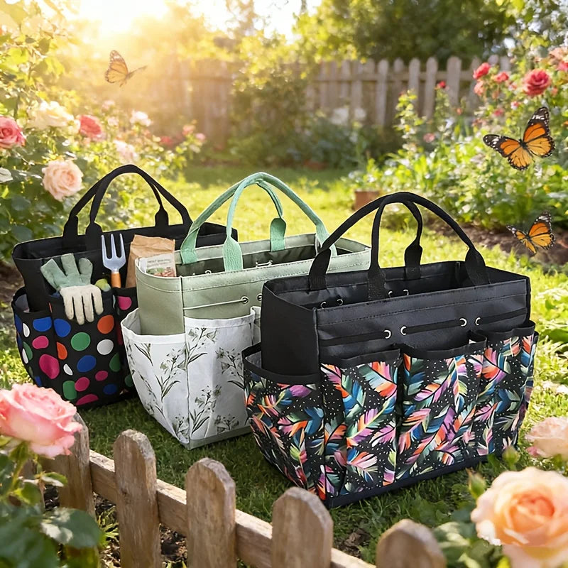 sac polyestertoi multicompartiments motifscolorés poisfloral noirvert blanc rangementjardinage fournituresoffice portablepratique