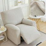 housse fauteuil inclinable beige clair tissu petits points noirs protection siège salon moderne extensible
