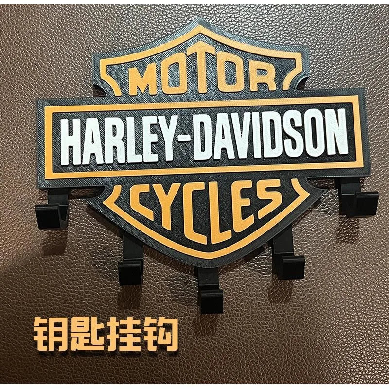 porte clés mural logo harley davidson noir orange classique clés