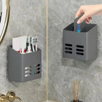 porte accessoires mural adhésif blanc gris moderne organisateur brosses cheveux maquillage toiletté