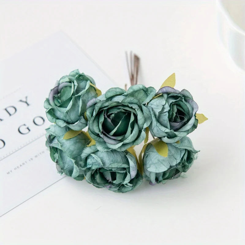bouquet artificiel roses vintage romantique anniversaire mariage baby shower intérieur feuillets verts
