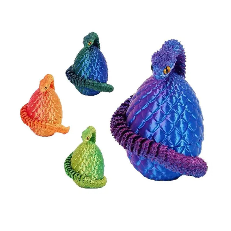 figurines dragons serpents écaillés violet vert orange jaune bleu fantasy decoration maison