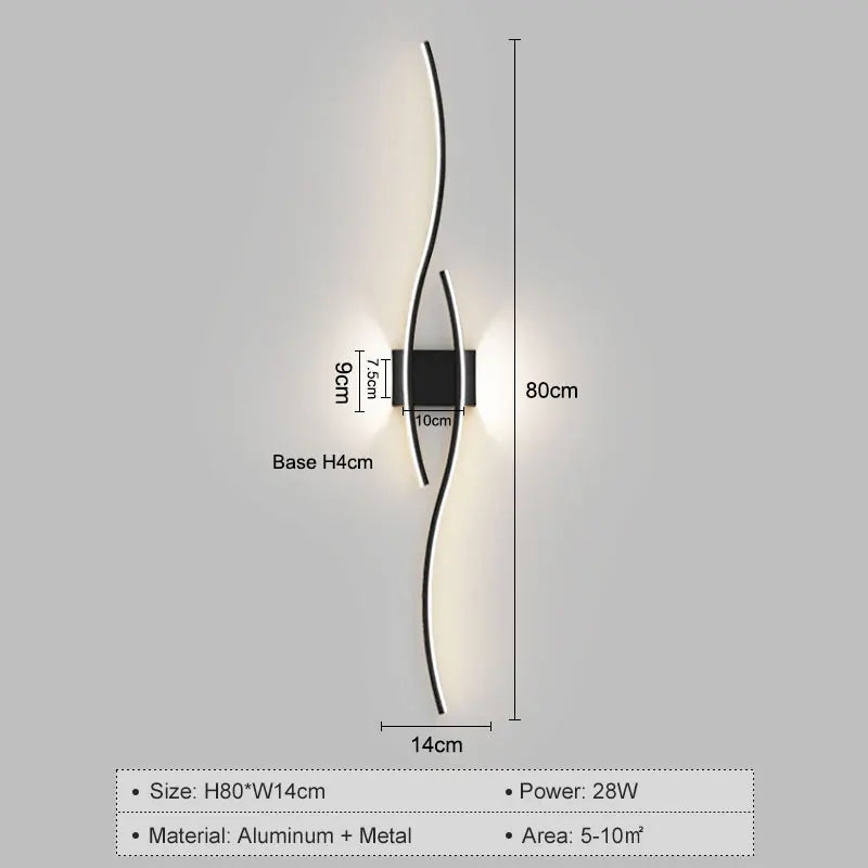 applique murale led moderne blanche dorée ondulé éclairage chambre cuisine étude entrée