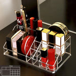 présentoir cosmétique transparent moderne boîte rangement maquillage acrylique 10 gonds doré minimaliste